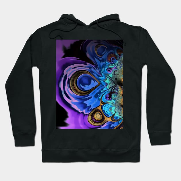 Blue and Gold Abstract Hoodie by Mistywisp